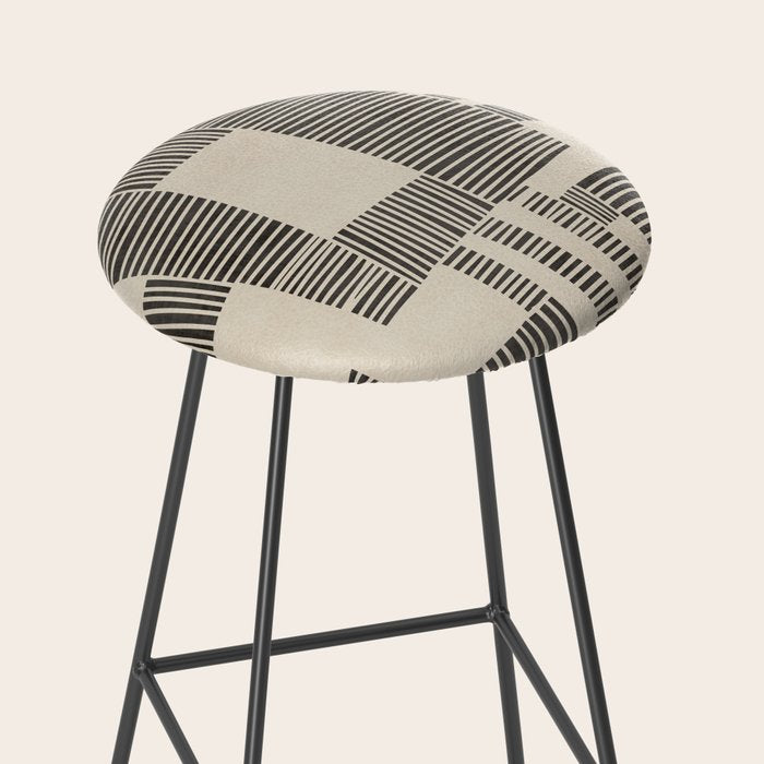 Abstract Digital Linocut Beige Black Art Stool Gallery Image 2