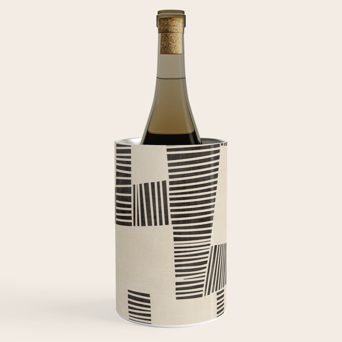 Abstract Digital Linocut Beige Black Art Wine Chiller Gallery Image 2