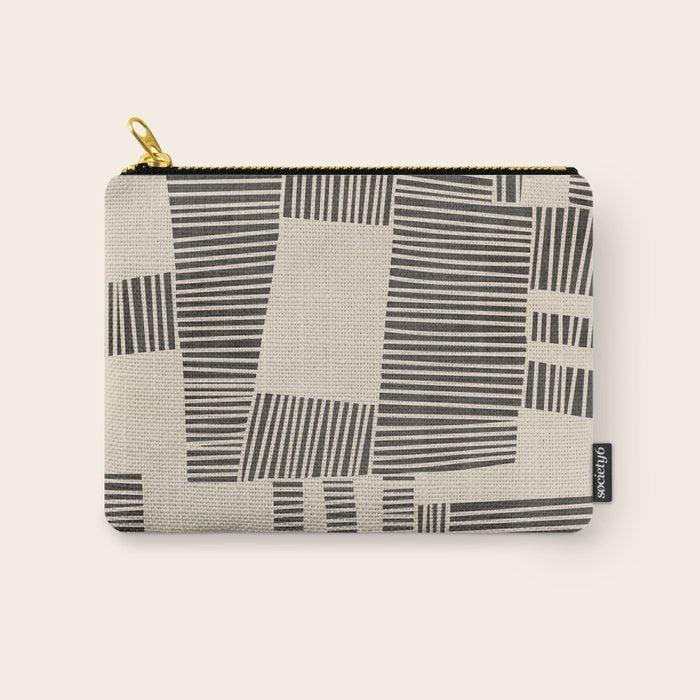 Abstract Digital Linocut Beige Black Art Carry All Pouch Gallery Image 1
