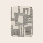 Abstract Digital Linocut Beige Black Art Bath Mat Gallery Image 1