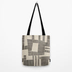 Abstract Digital Linocut Beige Black Art Tote Bag Gallery Image 2