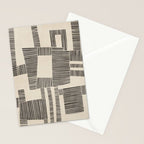 Abstract Digital Linocut Beige Black Art Stationery Card Gallery Image 2