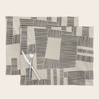 Abstract Digital Linocut Beige Black Art Placemat Gallery Image 1