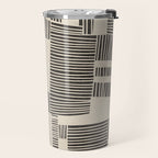 Abstract Digital Linocut Beige Black Art Travel Mug Gallery Image 2