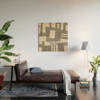 Abstract Digital Linocut Beige Black Art Wood Wall Art Gallery Image 2
