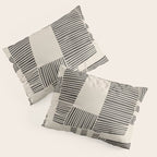 Abstract Digital Linocut Beige Black Art Pillow Sham Gallery Image 3