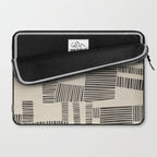 Abstract Digital Linocut Beige Black Art Laptop Sleeve Gallery Image 2