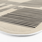 Abstract Digital Linocut Beige Black Art Bath Mat Gallery Image 3