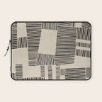Abstract Digital Linocut Beige Black Art Laptop Sleeve Gallery Image 1