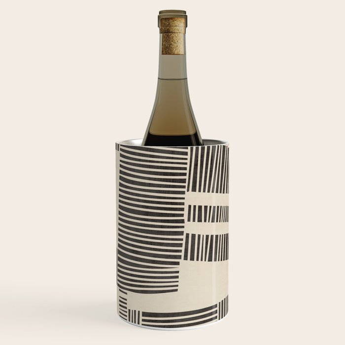 Abstract Digital Linocut Beige Black Art Wine Chiller Gallery Image 3