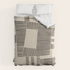 Abstract Digital Linocut Beige Black Art Comforter Gallery Image 6