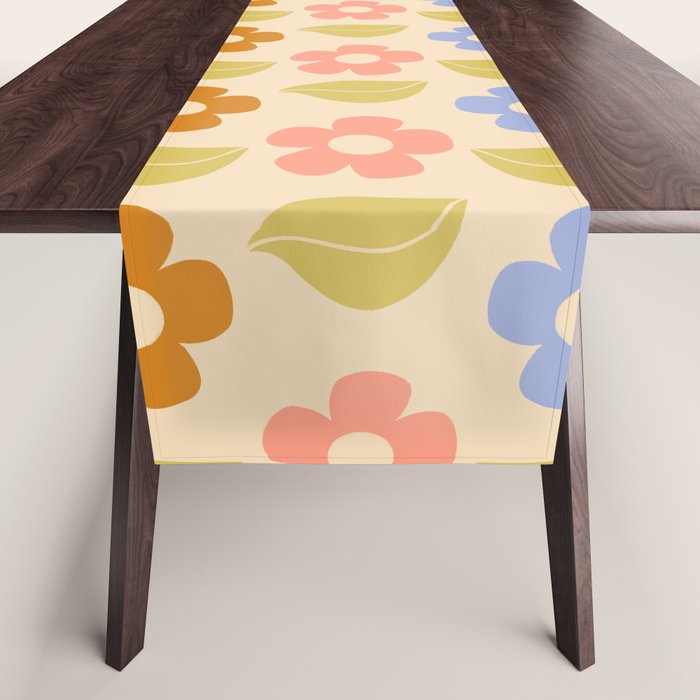 Retro Flower Vibe - Vintage Colors  Table Runner Gallery Image 1