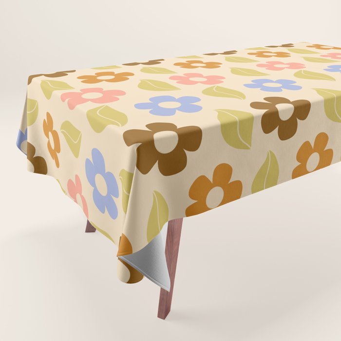 Retro Flower Vibe - Vintage Colors  Tablecloth Gallery Image 1