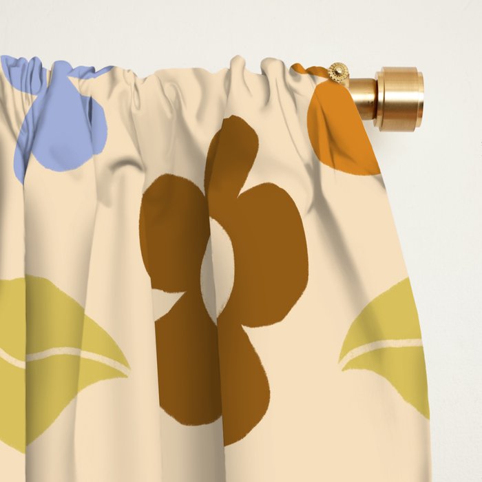 Retro Flower Vibe - Vintage Colors  Window Curtain Gallery Image 2