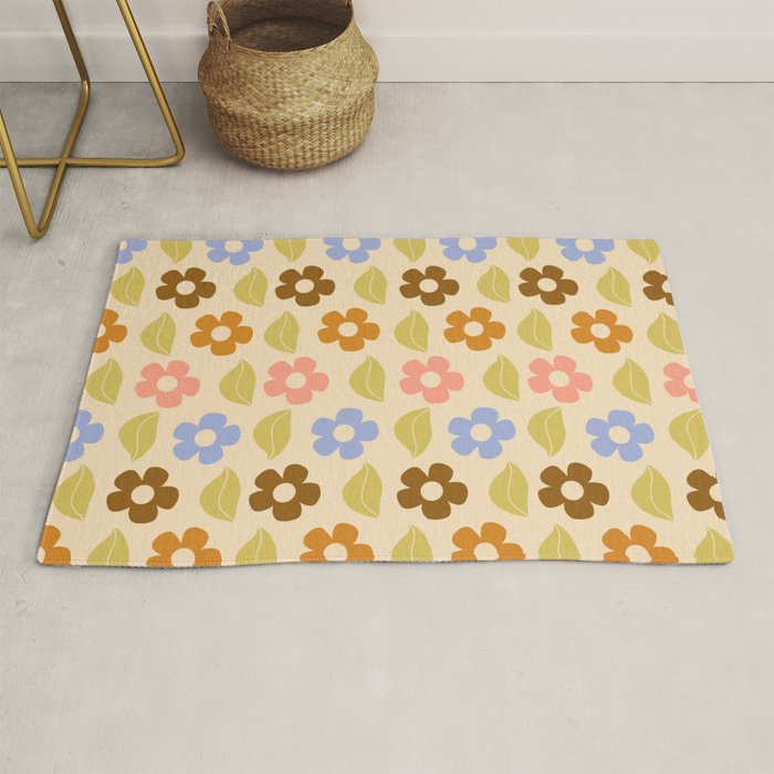 Retro Flower Vibe - Vintage Colors  Rug Gallery Image 1