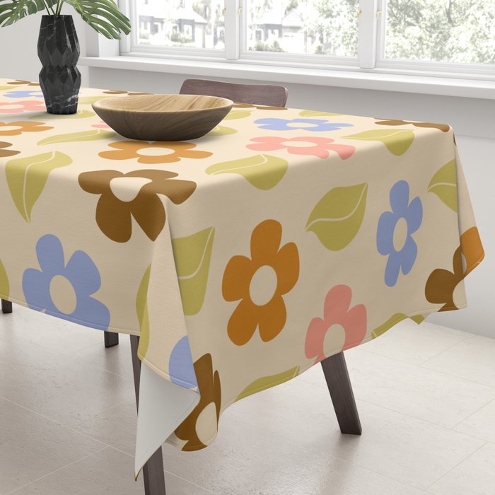 Retro Flower Vibe - Vintage Colors  Tablecloth Gallery Image 3
