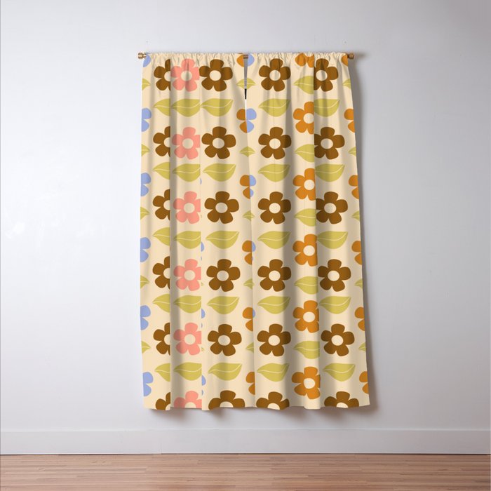 Retro Flower Vibe - Vintage Colors  Window Curtain Gallery Image 3