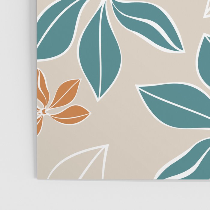 Modern, Minimal, Floral, Orange and Teal Poster Gallery Image 3