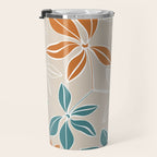 Modern, Minimal, Floral, Orange and Teal Travel Mug Gallery Image 3