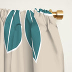 Modern, Minimal, Floral, Orange and Teal Window Curtain Gallery Image 2