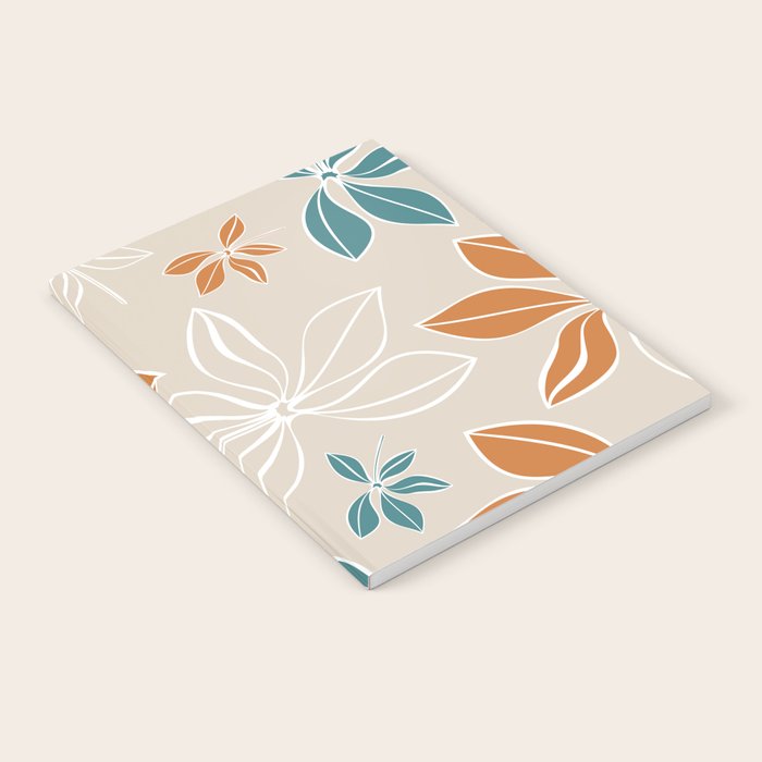 Modern, Minimal, Floral, Orange and Teal Notebook Gallery Image 1