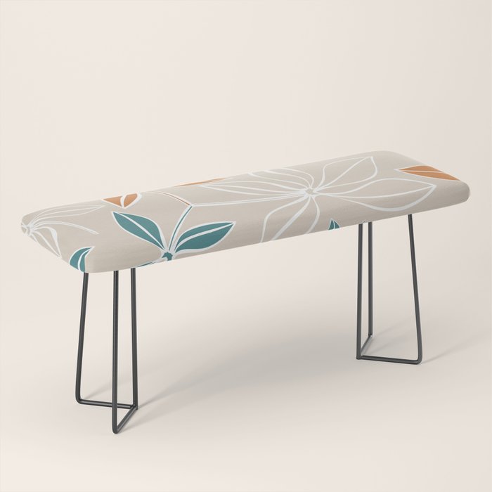 Modern, Minimal, Floral, Orange and Teal Bench Gallery Image 1