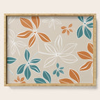 Modern, Minimal, Floral, Orange and Teal Serving Tray Gallery Image 1