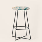 Modern, Minimal, Floral, Orange and Teal Stool Gallery Image 1