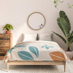 Modern, Minimal, Floral, Orange and Teal Comforter Gallery Image 3