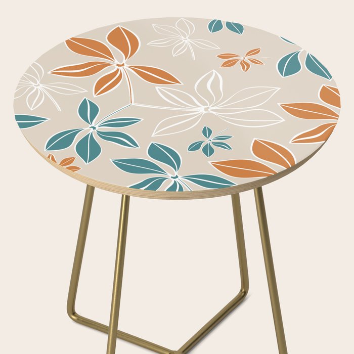 Modern, Minimal, Floral, Orange and Teal Side Table Gallery Image 2