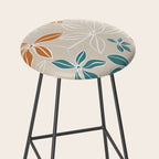 Modern, Minimal, Floral, Orange and Teal Stool Gallery Image 2
