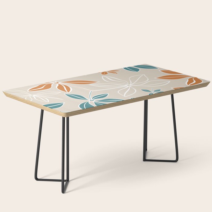 Modern, Minimal, Floral, Orange and Teal Coffee Table Gallery Image 1