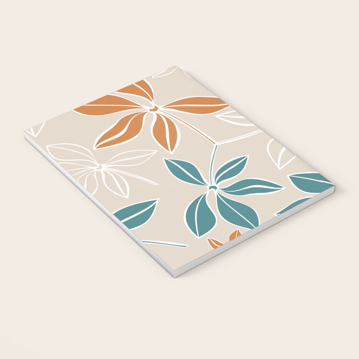 Modern, Minimal, Floral, Orange and Teal Notebook Gallery Image 3