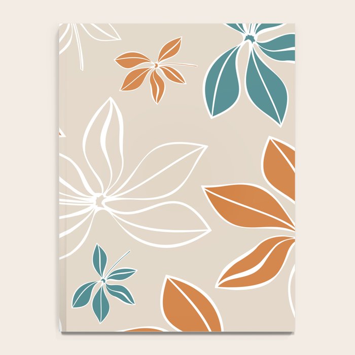 Modern, Minimal, Floral, Orange and Teal Notebook Gallery Image 4