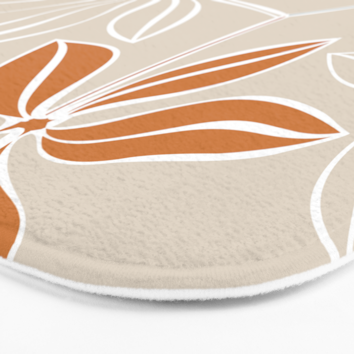 Modern, Minimal, Floral, Orange and Teal Bath Mat Gallery Image 3