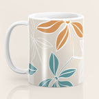Modern, Minimal, Floral, Orange and Teal Coffee Mug Gallery Image 3