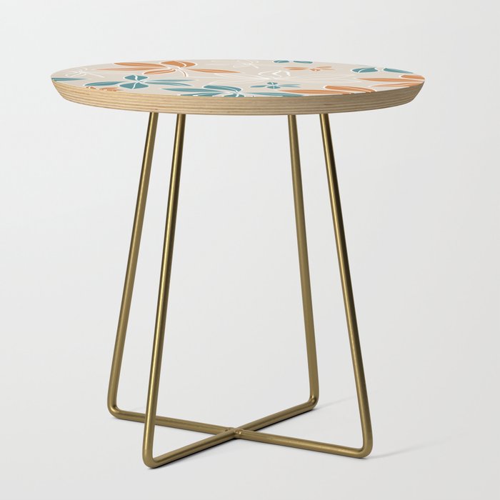 Modern, Minimal, Floral, Orange and Teal Side Table Gallery Image 1