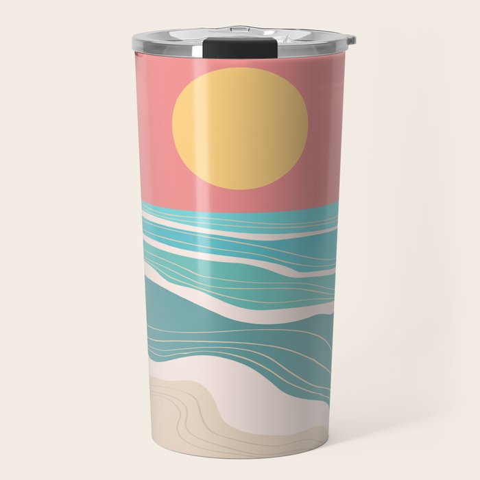 Crashing wave on sunny bay Travel Mug Gallery Image 1