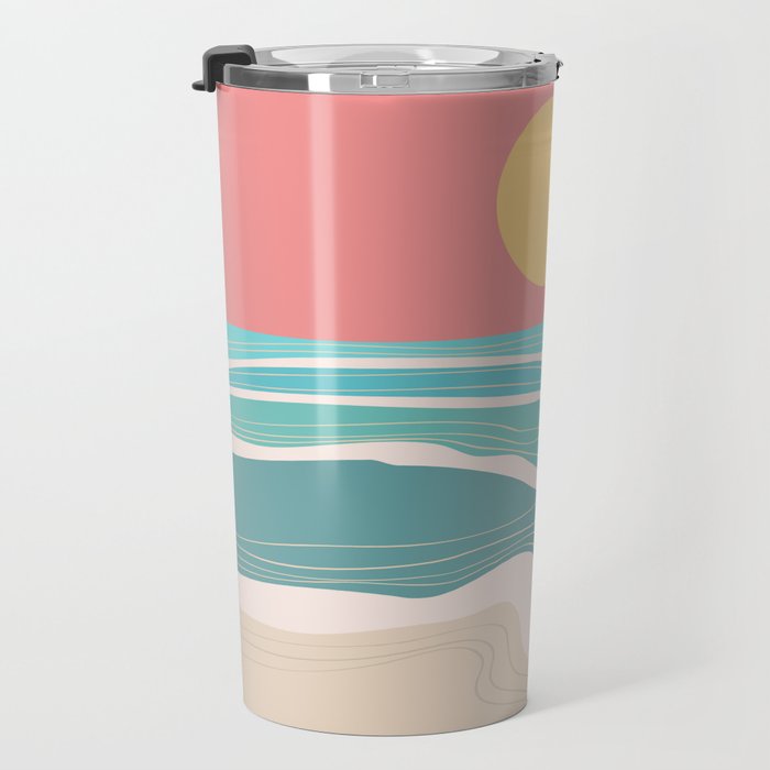 Crashing wave on sunny bay Travel Mug Gallery Image 3