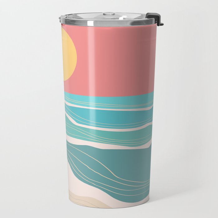 Crashing wave on sunny bay Travel Mug Gallery Image 2