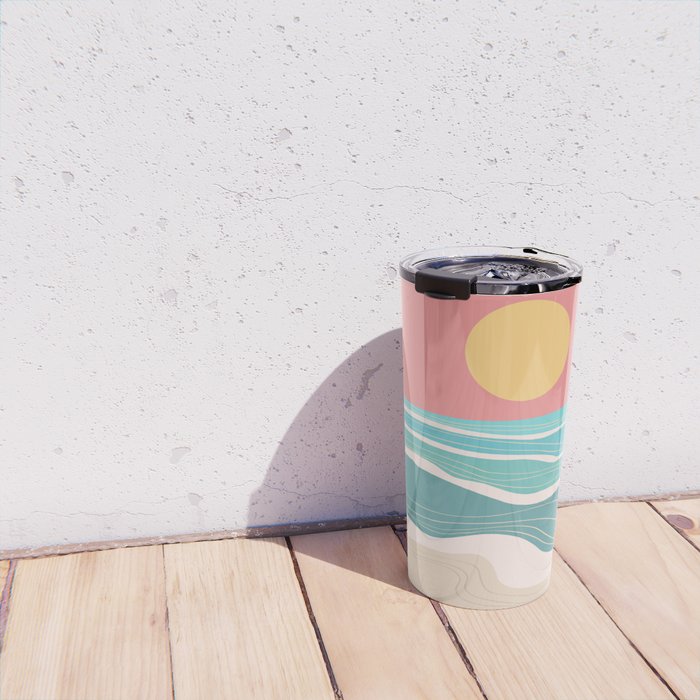 Crashing wave on sunny bay Travel Mug Gallery Image 4