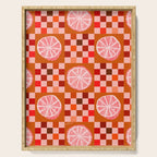 Checkered Sliced Citrus Fruit in Red & Peach Pink Serving Tray Gallery Image 1