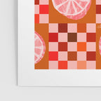 Checkered Sliced Citrus Fruit in Red & Peach Pink Poster Gallery Image 3