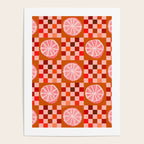 Checkered Sliced Citrus Fruit in Red & Peach Pink Poster Gallery Image 4
