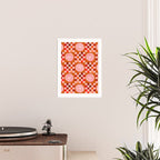 Checkered Sliced Citrus Fruit in Red & Peach Pink Poster Gallery Image 2