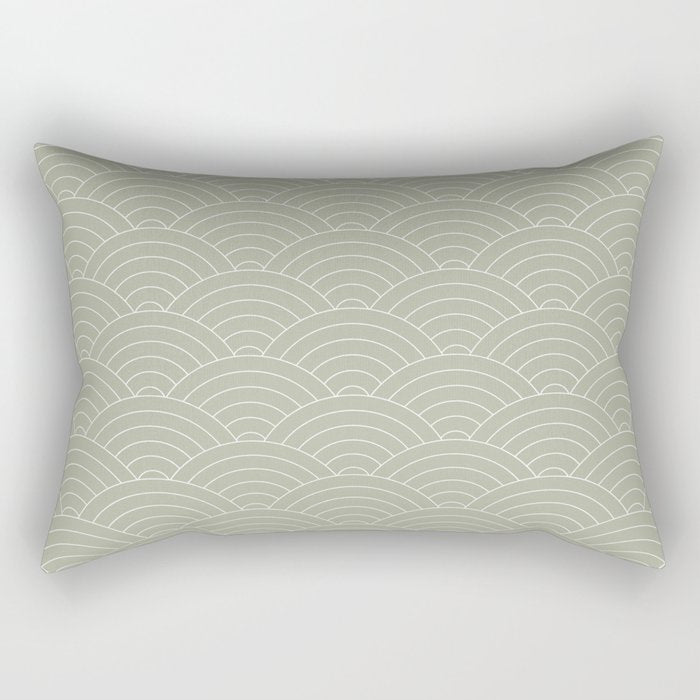 Waves (Linen Sage) Rectangular Pillow Gallery Image 2