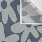 Daisy Time Retro Floral Pattern Neutral Blue Gray  Wall Tapestry Gallery Image 3
