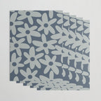 Daisy Time Retro Floral Pattern Neutral Blue Gray  Wrapping Paper Gallery Image 3