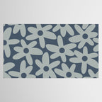 Daisy Time Retro Floral Pattern Neutral Blue Gray  Tablecloth Gallery Image 2