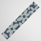 Daisy Time Retro Floral Pattern Neutral Blue Gray  Table Runner Gallery Image 3